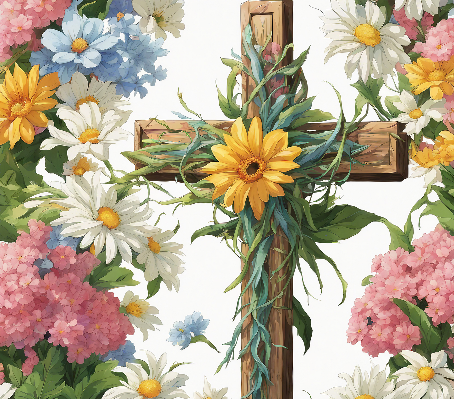 CHRISTIAN EASTER 20 OZ STAINLESS STEEL TUMBLER, CROSS WITH FLOWERS