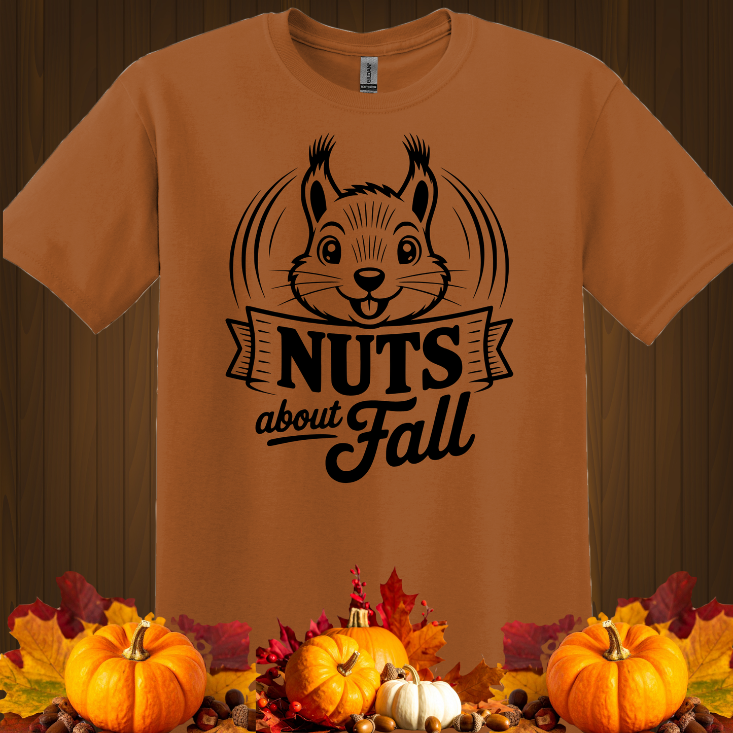 FALL GRAPHIC T-SHIRT-NUTS FOR FALL