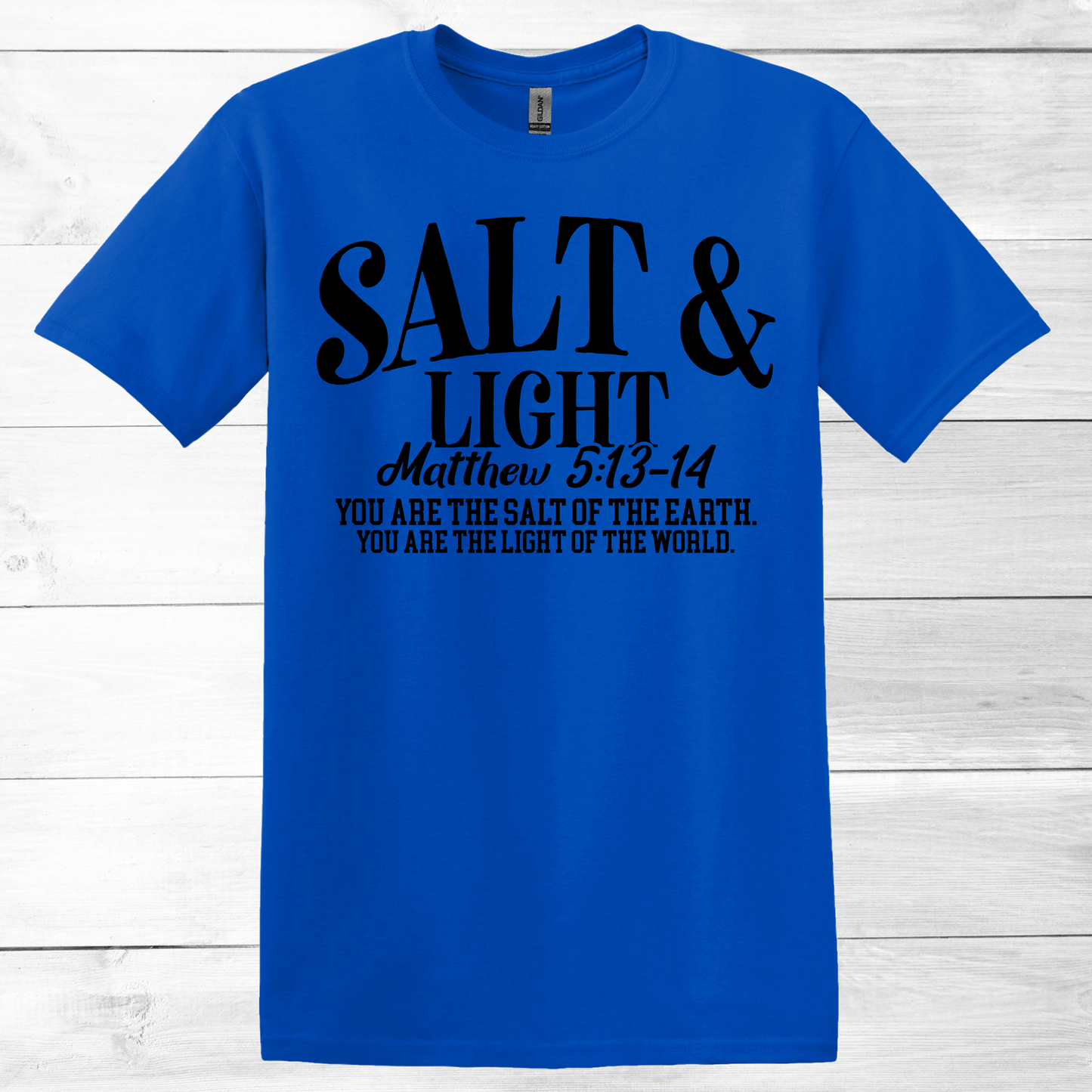 CHRISTIAN GRAPHIC T-SHIRT, MATTHEW 5:13-14 SALT & LIGHT