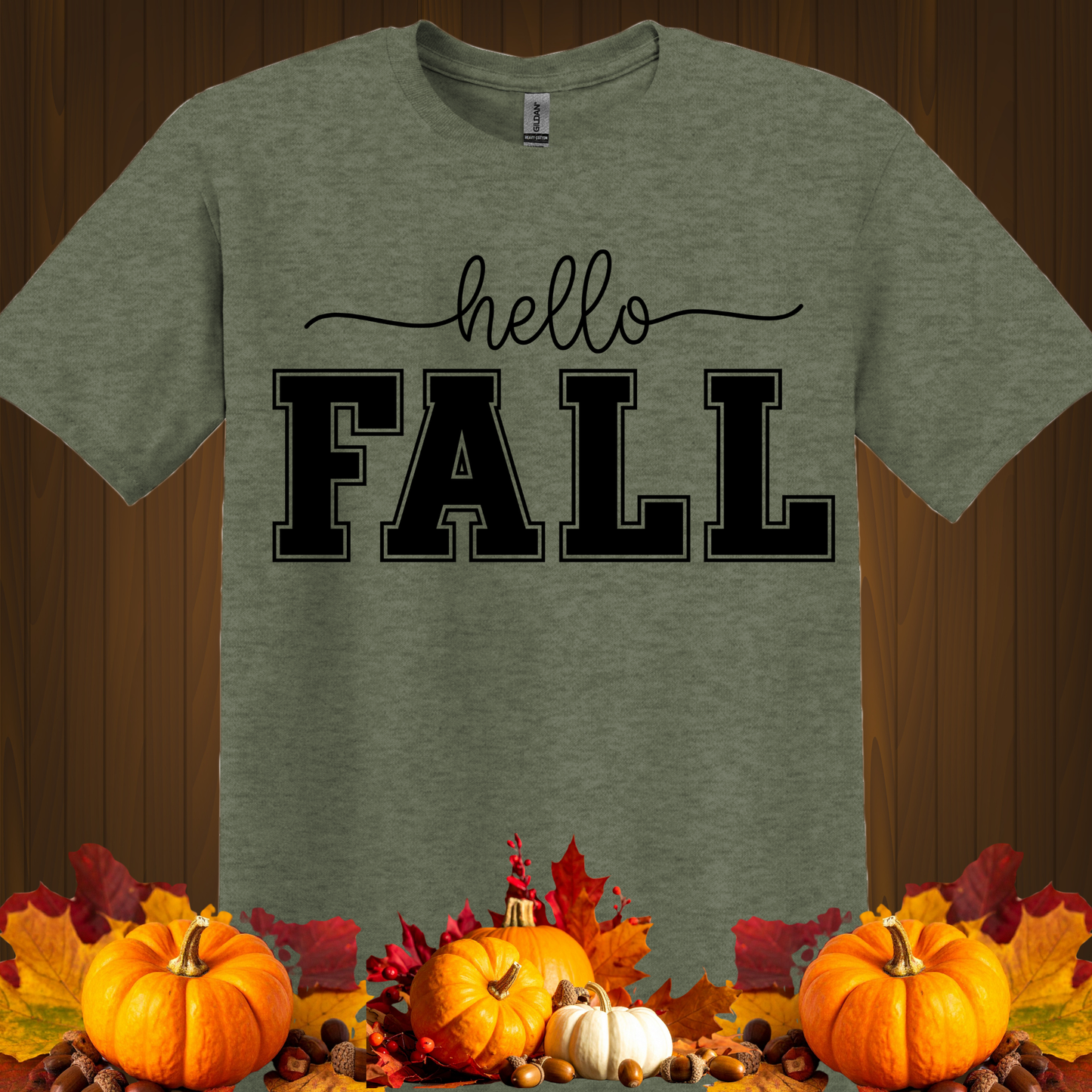 FALL GRAPHIC T-SHIRT-HELLO FALL