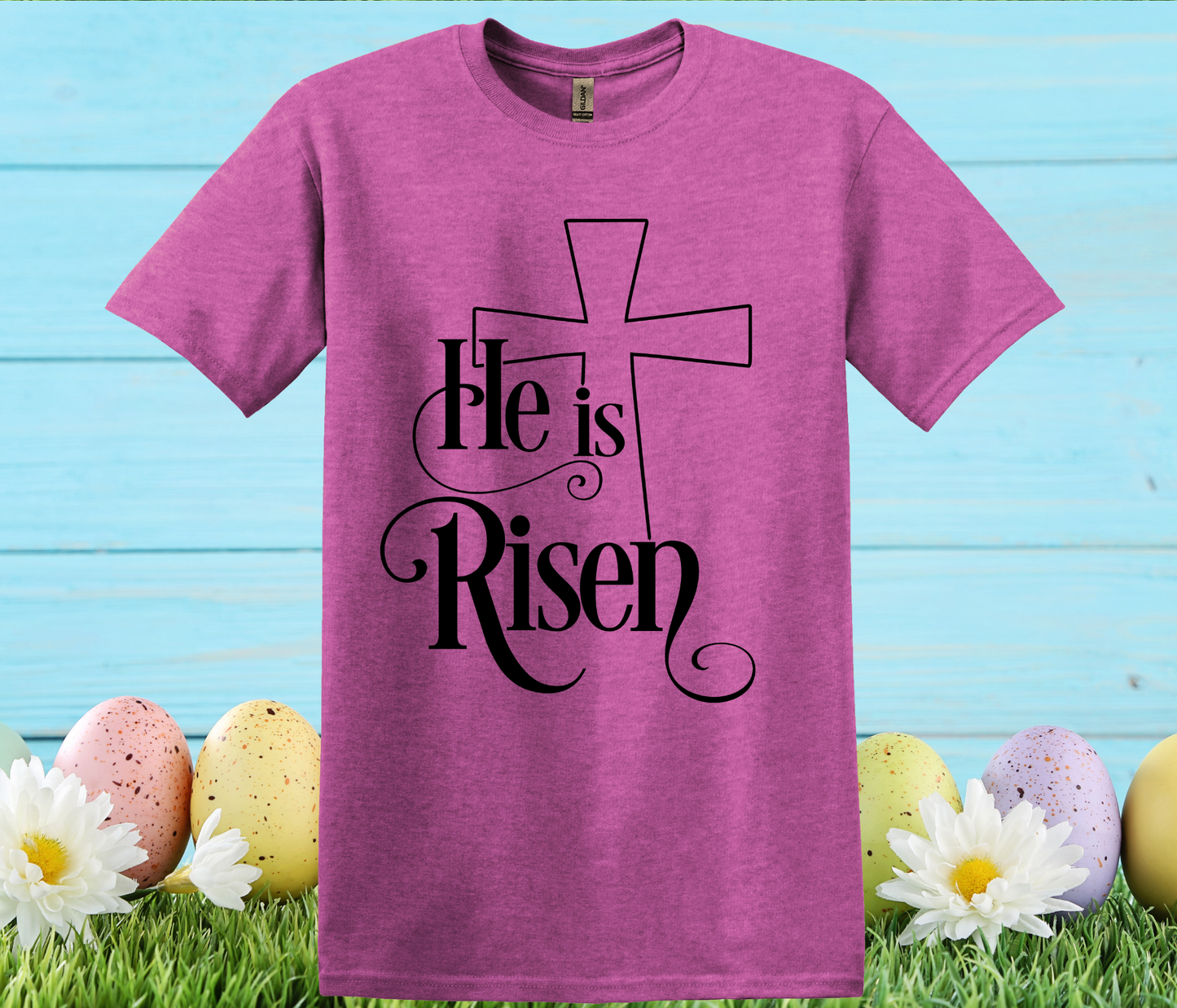 CHRISTIAN EASTER GRAPHIC T-SHIRT, HE IS RISEN