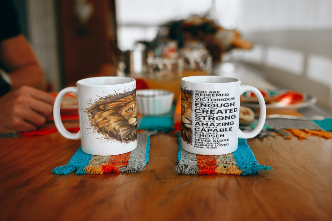 Sublimation Mugs, Faith, Half Lion Face