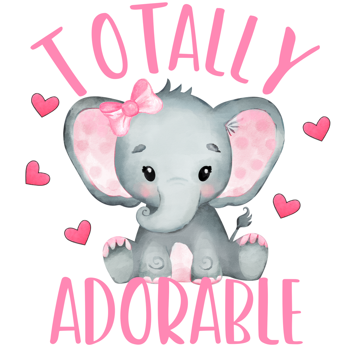 SUBLIMATION BABY ONESIE, TOTALLY ADORABLE ELEPHANT PINK HEARTS