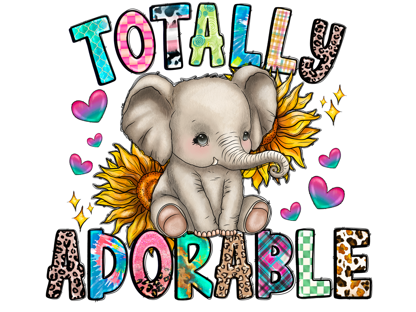 SUBLIMATION BABY ONESIE, TOTALLY ADORABLE ELEPHANT SUNFLOWER