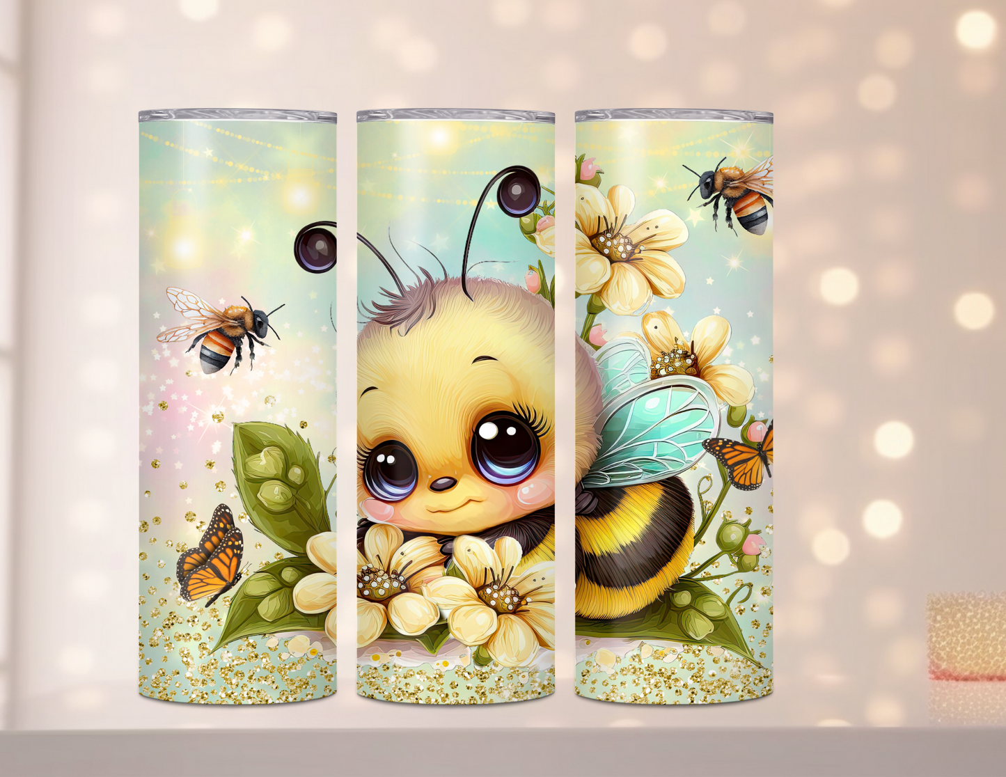 20oz SKINNY INSULATED TUMBLER... CUTE BUMBLE BEE