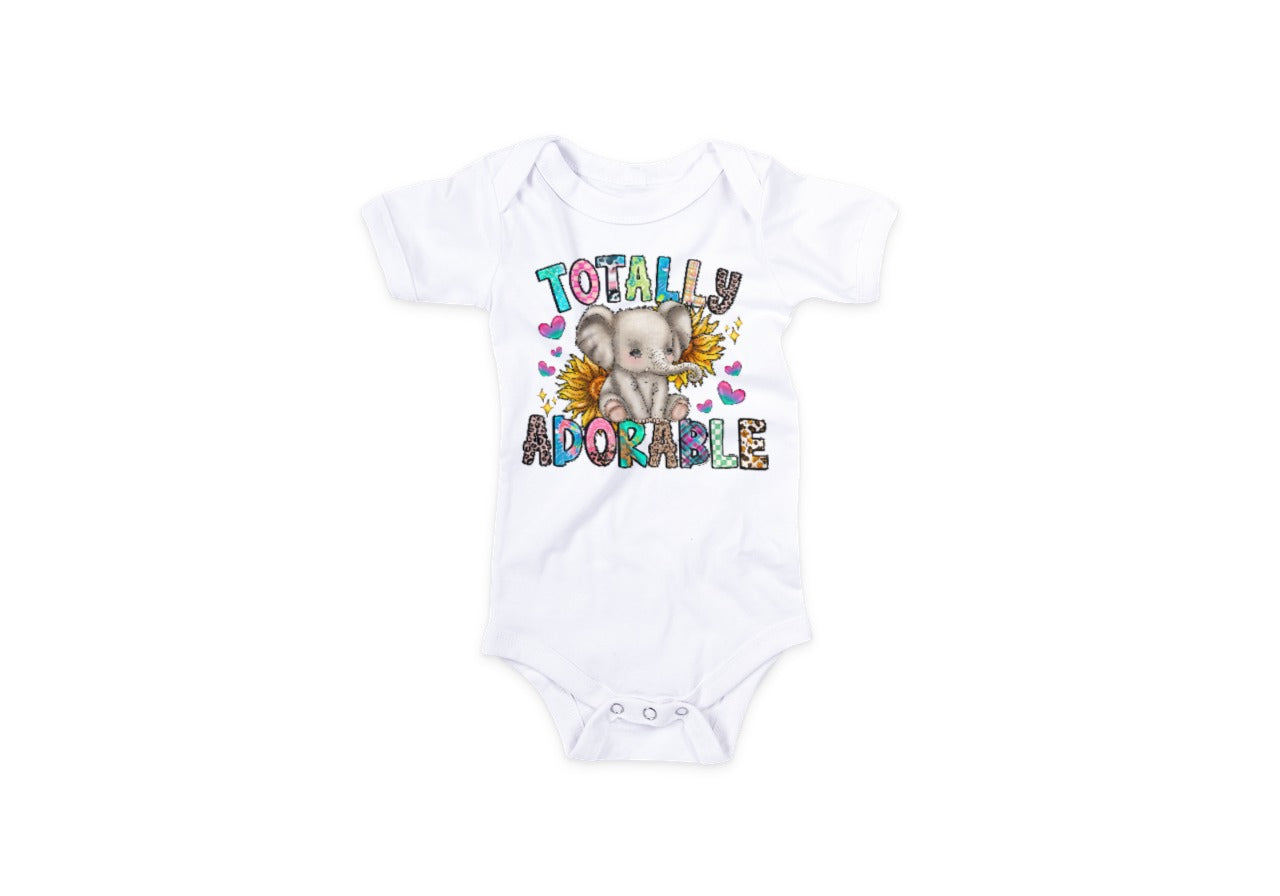 SUBLIMATION BABY ONESIE, TOTALLY ADORABLE ELEPHANT SUNFLOWER
