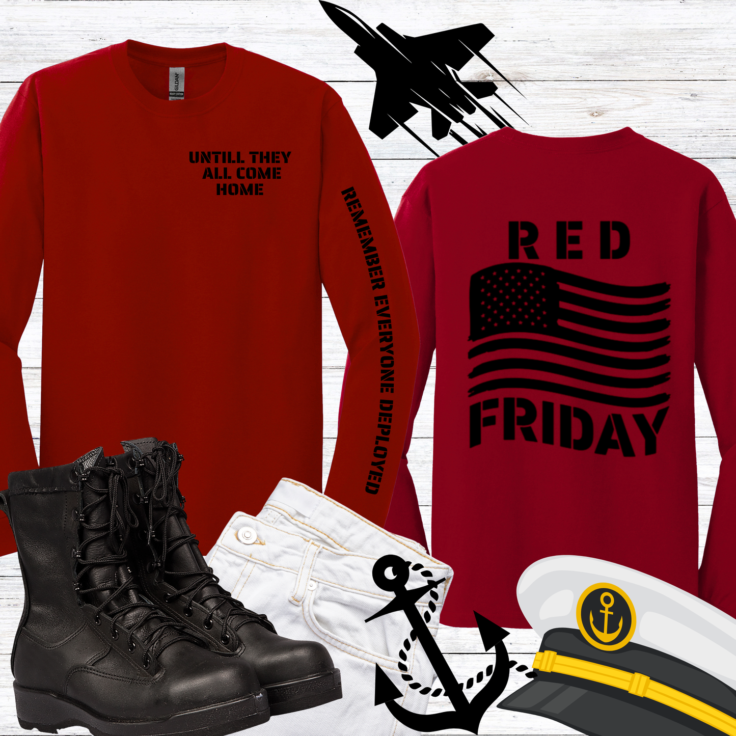 RED FRIDAY GRAPHIC T-SHIRT-HTV-LONG SLEEVE