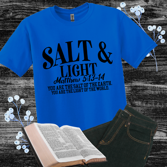 CHRISTIAN GRAPHIC T-SHIRT, MATTHEW 5:13-14 SALT & LIGHT