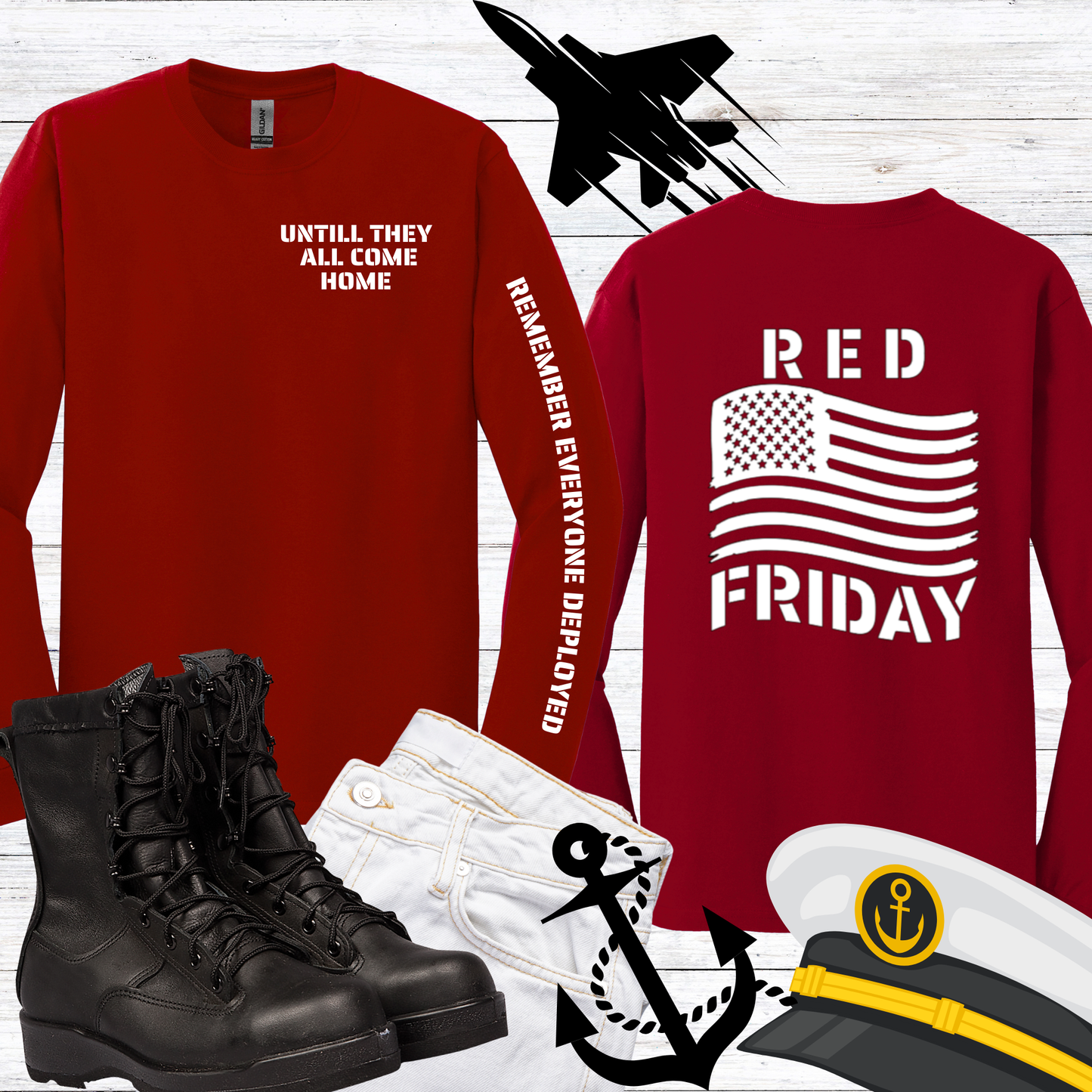 RED FRIDAY GRAPHIC T-SHIRT-HTV-LONG SLEEVE