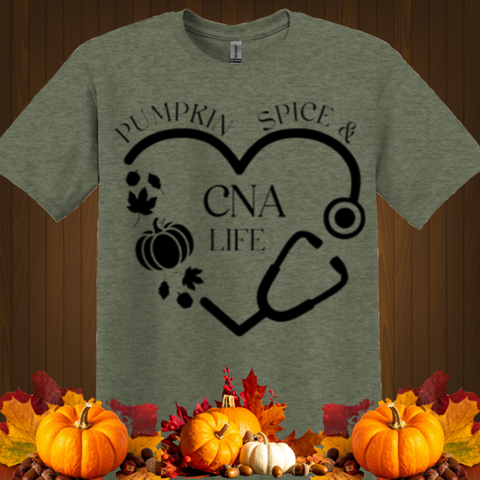 FALL GRAPHIC T-SHIRT-PUMPKIN SPICE AND CNA LIFE