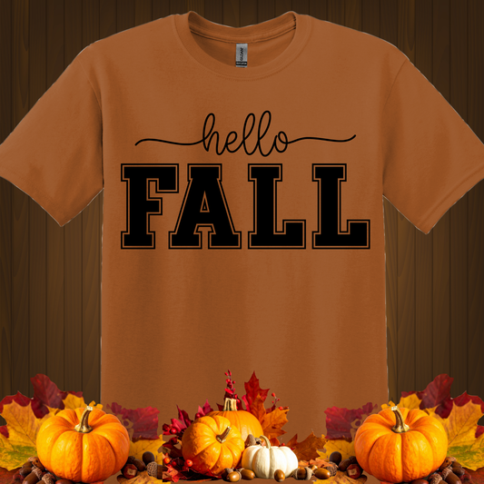 FALL GRAPHIC T-SHIRT-HELLO FALL