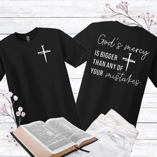 CHRISTIAN GRAPHIC T-SHIRT, GOD'S MERCY CROSS