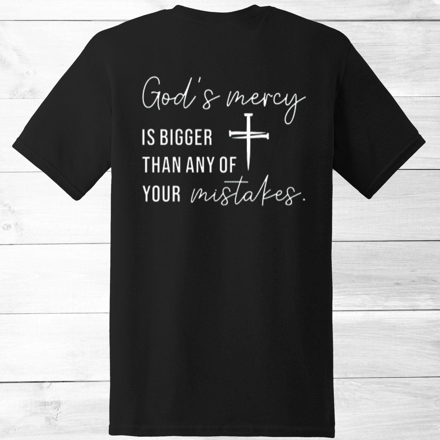 CHRISTIAN GRAPHIC T-SHIRT, GOD'S MERCY CROSS