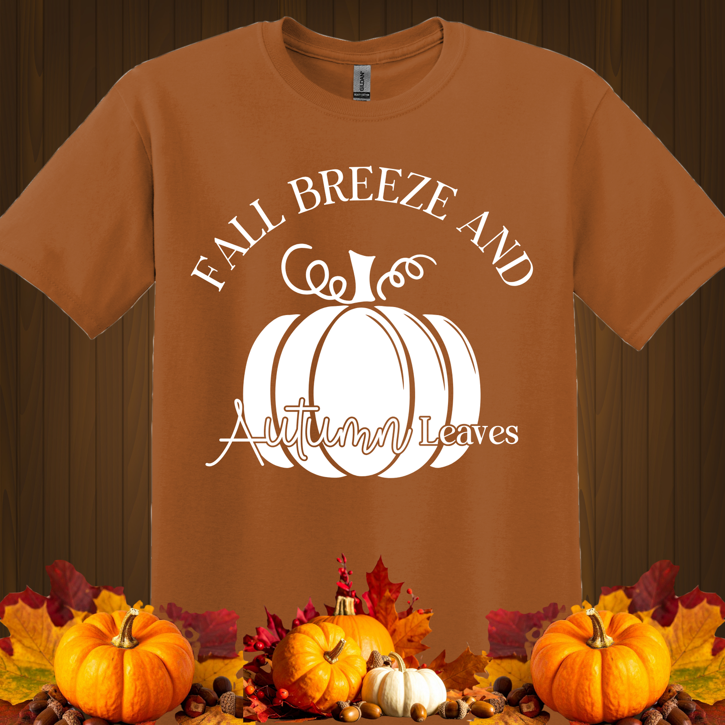 FALL GRAPHIC T-SHIRT-FALL BREEZE AND AUTUMN LEAVES