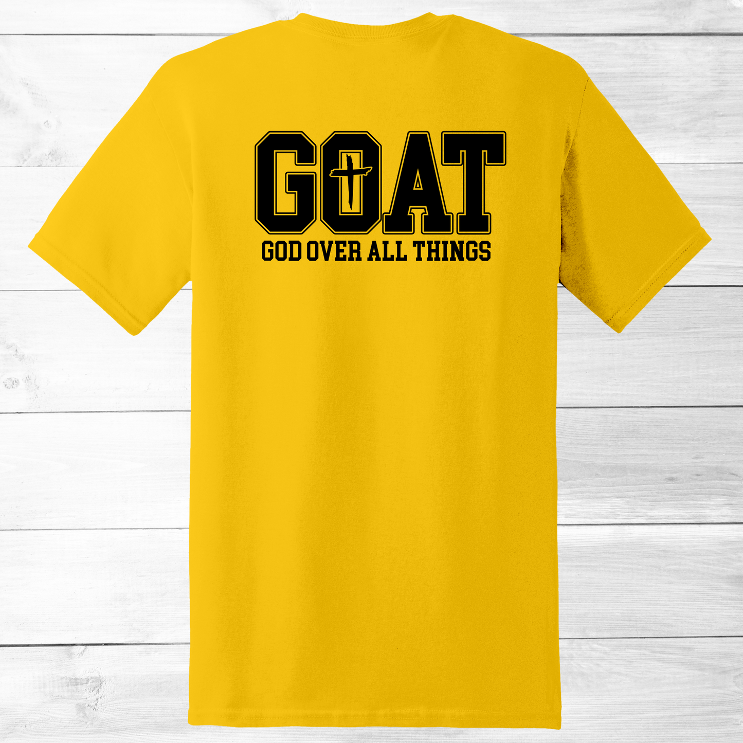 CHRISTIAN GRAPHIC T-SHIRT, GOAT (GOD OVER ALL THINGS)