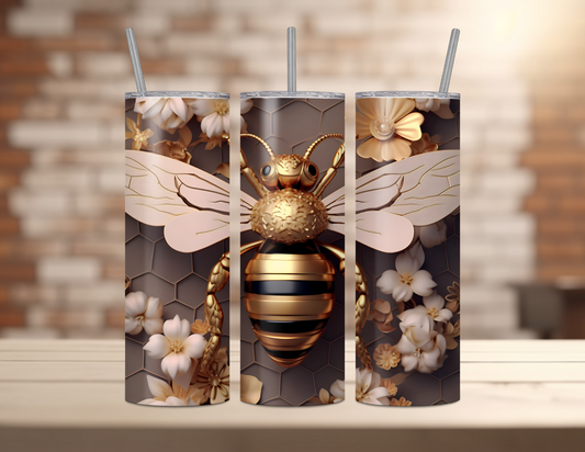 20oz SKINNY INSULATED TUMBLER...GOLD BUMBLE BEE