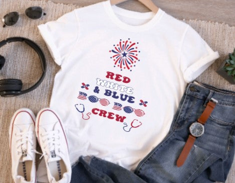 4TH OF JULY, Sublimation T-Shirts, Boo Boo Crew, Patrotic, Healthcare Crew