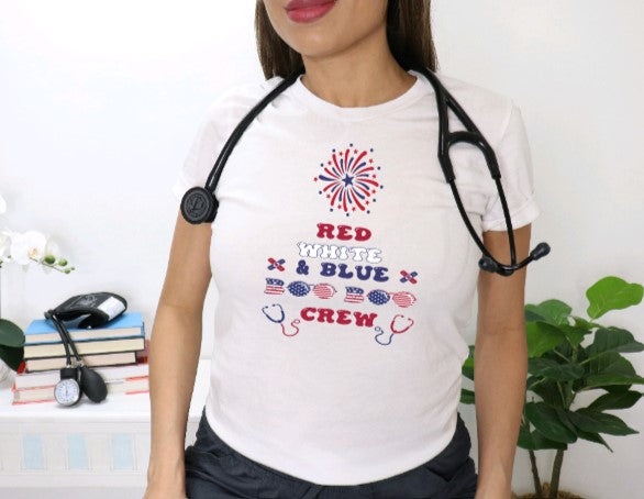 4TH OF JULY, Sublimation T-Shirts, Boo Boo Crew, Patrotic, Healthcare Crew